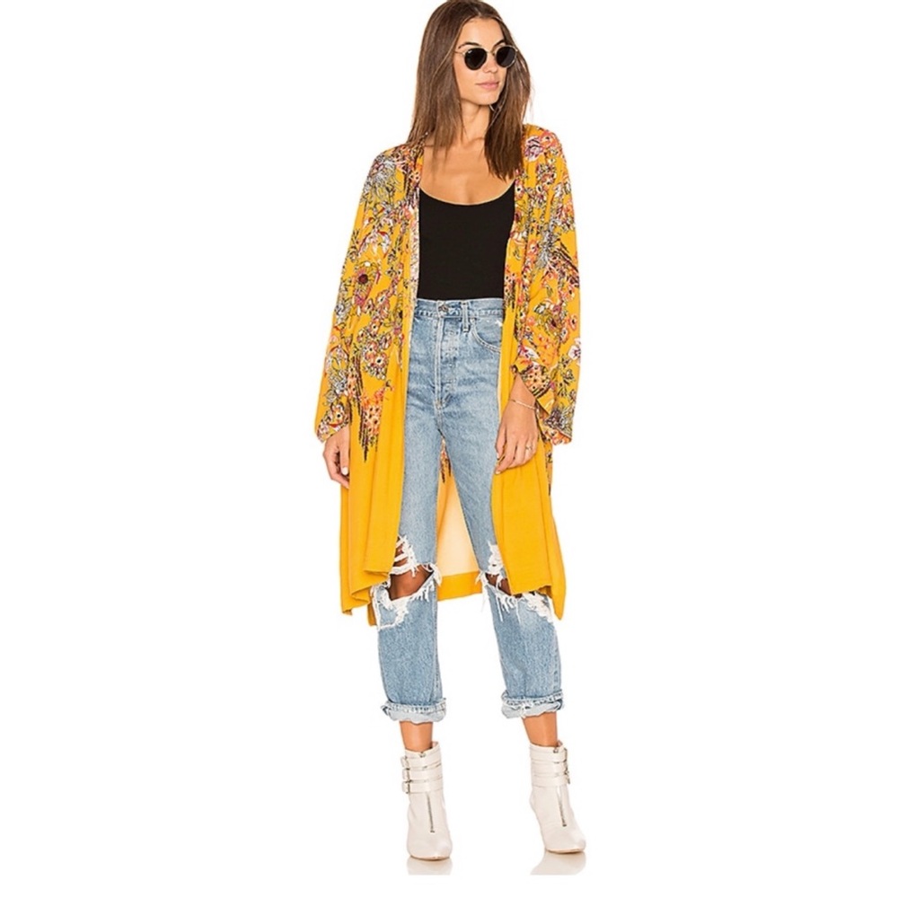 FREE PEOPLE | Intimately FP Yellow Floral Kimono - Picture 2 of 16